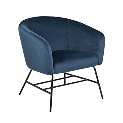 Afbeelding van Leen Bakker Fauteuil Belfast Fluweel Navy Blauw Fauteuils Polyester