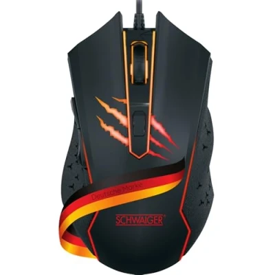 Afbeelding van SCHWAIGER GM3000 Gaming Mouse RGB verlichting bedraad 1,6 m ergonomische vorm anti slip oppervlak met 6 knoppen extra licht zwart