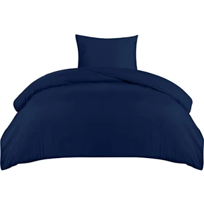 Afbeelding van Utopia Bedding Dekbedovertrek Set Zachte Microvezel 135x200cm met Kussensloop 50x75cm Beddengoed Marineblauw