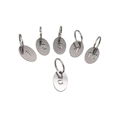 Afbeelding van NanTun 304 RVS ovale sleutelhangers met ring 100 stuks, uitgehold nummer ID tags sleutelhanger, genummerde 1 tot