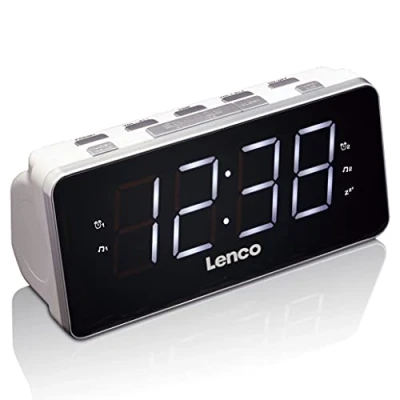 Afbeelding van Lenco CR 18 White PLL FM Wekkerradio groot en overzichtelijk 1,8&quot; LED display Wit