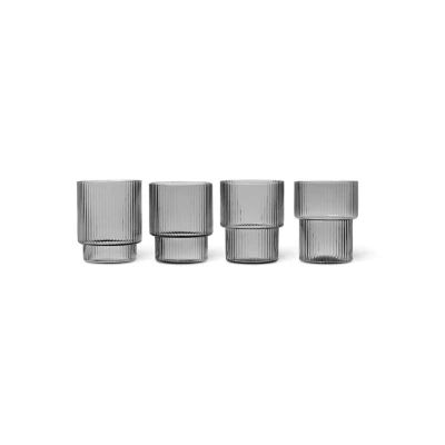 Afbeelding van Ferm LIVING Ripple drinkglazen set van 4 Lichtgrijs