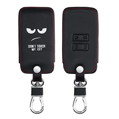 Afbeelding van kwmobile autosleutelhoes geschikt voor Renault 4 knops Smartkey autosleutel (alleen Keyless Go) Hoesje van imitatieleer in wit / zwart Don&#039;t Touch My Key design