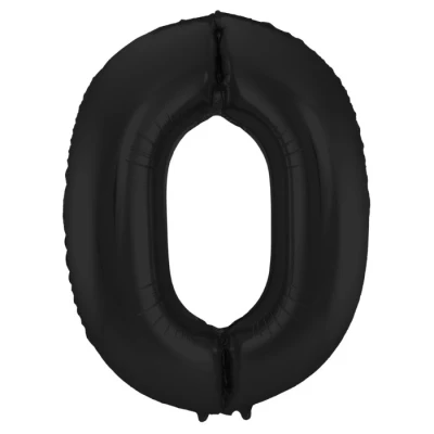 Afbeelding van Folie ballon cijfer 0 Mat Zwart Metallic 86cm