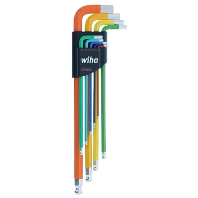 Afbeelding van Wiha 66980 9 delige set met kleurgecodeerde zeskantsleutels in L vorm metrisch