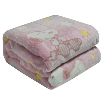 Afbeelding van Kanguru Snoopy Glow in the Dark roze fleecedeken, licht op het donker, zachte 130 x 150 cm, cadeau idee voor Kerstmis of verjaardag, kinderen kinderen, ideaal slaapkamer