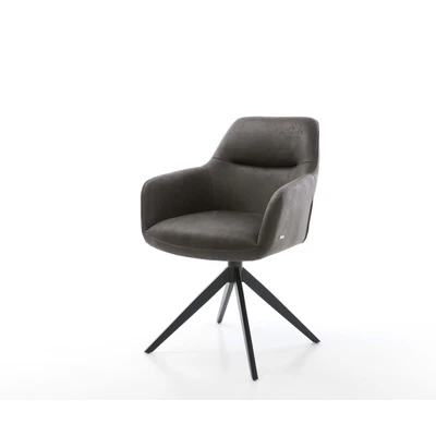 Afbeelding van DELIFE Draaistoel Pejo Flex microvelours antraciet vintage kruisframe breed zwart 360 draaibaar rocker functie pocketveer kern