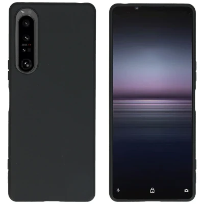 Afbeelding van Sony Xperia 1 V Hoesje Siliconen en TPU (zacht) iMoshion Softcase/Backcover Zwart Telefoonhoesje
