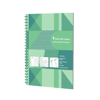 Afbeelding van Collins Colplan 2025 A4 Weekly Notebook Agenda Groen (62 25) Wekelijkse Wiro gebonden Planner met Notities Pagina&#039;s