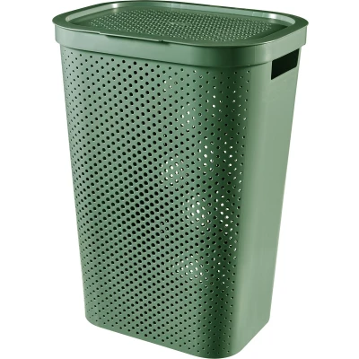 Afbeelding van Curver Infinity Recycled Dots Wasmand met deksel 60L Groen