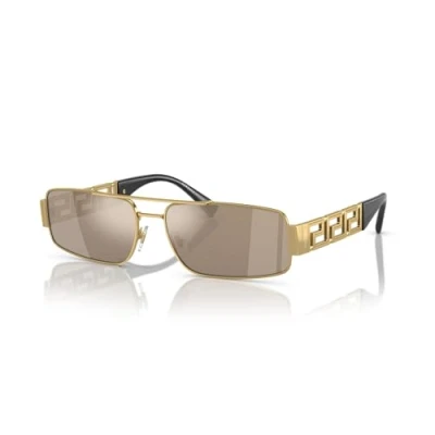 Afbeelding van Versace Uomo VE2257 10025A Occhiali da sole Metallo Oro Marrone Squadrata Specchiate Specchiato