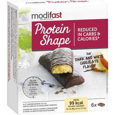 Afbeelding van 3x Modifast Protein Shape Reep Pure&amp;Witte Chocolade 6 x 31 gr