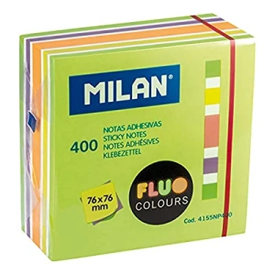 Afbeelding van MILAN Block 400 zelfklevende notities Fluo 76 x mm