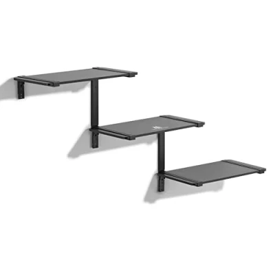 Afbeelding van Maclean Plank wandplank Modulaire legplanken met drie etages max. 30 kg, MC 974 Zwart