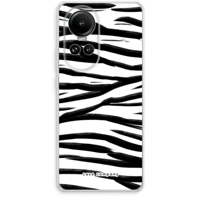 Afbeelding van Case Company® hoesje geschikt voor Oppo Reno 10 Zebra pattern Soft Cover Telefoonhoesje Bescherming aan alle Kanten en Schermrand