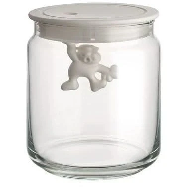 Afbeelding van Alessi Voorraadpot Gianni A Little Man Holding On Tight AMDR04 W Wit 700 ml door Mattia Di Rosa