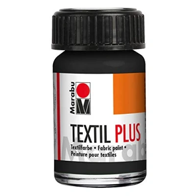 Afbeelding van Marabu 17160039073 textiel textielverf zwart 15 ml, stofinkt op waterbasis, voor lichte stoffen, wasbaar tot 60 C, zachte grip, eenvoudige fixatie door strijken of oven