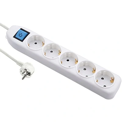 Afbeelding van Electraline 52511 Stekkerdoos 5 Voudig met Schakelaar, Kabel 1.5 M, Meervoudige Stekkerdoos, Tafelstekkerdoos, Wit