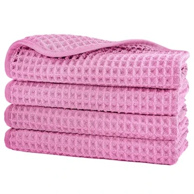 Afbeelding van POLYTE Microvezel pluisvrij washandje gezichtshanddoek, 33 x cm, 4 stuks (roze, wafelweefsel)