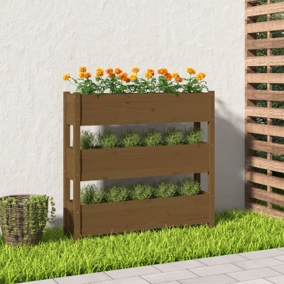 Afbeelding van Plantenbak 112x25x104,5 cm massief grenenhout honingbruin