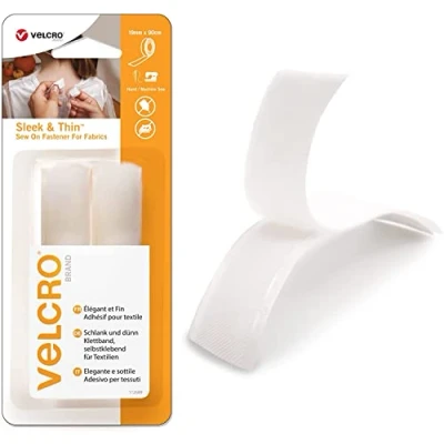 Afbeelding van VELCRO® merk Strakke &amp; dunne naaimachine voor stoffen Sterke klittenband zelfklevende sneller, perfect knutselen, kledingreparaties en zomen wit 19 mm x 60 cm