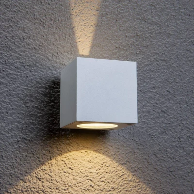 Afbeelding van Lucande LED wandlamp buiten 2 lichts aluminium H: 9 cm wit Inclusief lichtbronnen