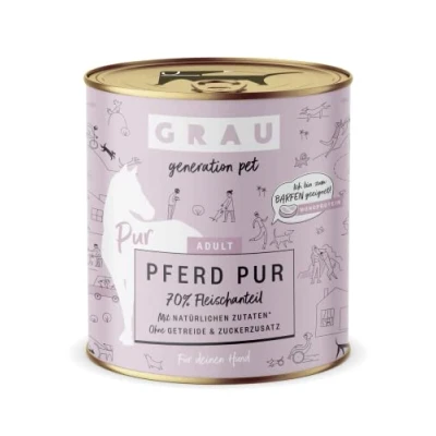 Afbeelding van GRAU het origineel Natvoer voor honden Puur paard, 6 verpakking (6 x 400 g), monoproteïne, volwassen