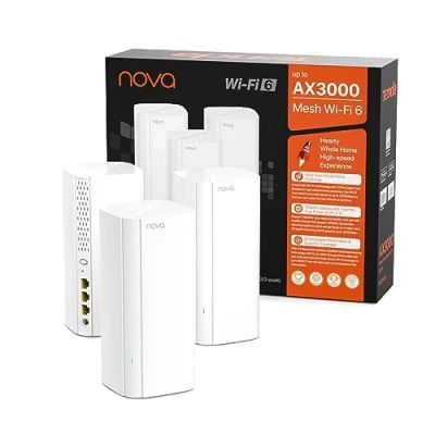Afbeelding van Tenda Nova MX12 3 AX3000 Mesh Wi Fi 6 System, grote WLAN dekking voor maximaal 4 slaapkamers, 1,7 GHz quad core CPU, Gigabit LAN aansluitingen, ondersteunt Alexa, pack