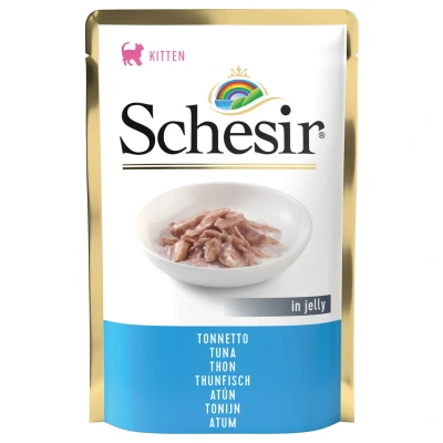 Afbeelding van Schesir Kitten Maaltijdzakjes In Gelei Kattenvoer Tonijn 85 g