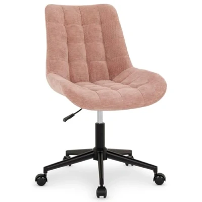 Afbeelding van IDIMEX VASILO Draaistoel in hoogte verstelbaar roze, bureaustoel met metalen frame zwart, 5 dubbele wielen, draaibare computerstoel comfortabele zit en rugbekleding