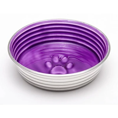 Afbeelding van Loving Pets Le Bol Geglazuurde binnenkant roestvrijstalen hondenbak, antislip, vaatwasmachinebestendig, duurzaam, huisdierschotel lila groot (1,4 liter)