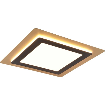 Afbeelding van Trio Vierkante design plafondlamp Morgan zwart met goud 641510280