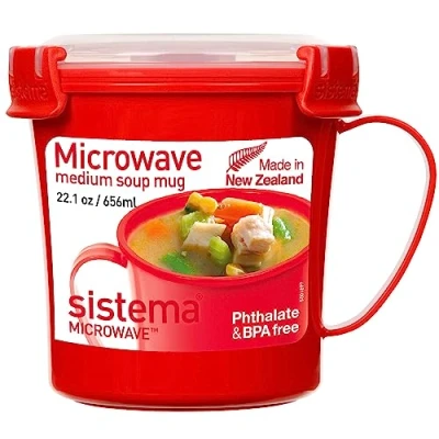 Afbeelding van Sistema Magnetron Soepbeker / Lunchstoofpot Warme Drankjeskop, 656ml BPA Vrij Rood/Clar
