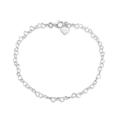 Afbeelding van Amberta Sieraden Echt 925 Sterling Zilver Enkelband Hart Enkelbandje voor Vrouwen Lengte: tot 24 cm Verstelbare