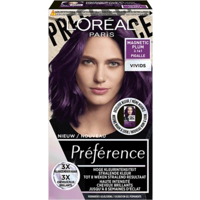 Afbeelding van 6x L&#039;Oréal Preference Vivids Permanente Haarkleuring 3.161 Magnetic Plum