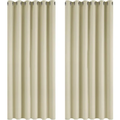 Afbeelding van Deconovo Gordijnen Verduisterend, 2 stuks, Beige, Warmte isolerend voor Woonkamer Slaapkamer met Oogjes, 229x229 cm (B x H)