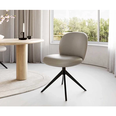 Afbeelding van DELIFE Draaistoel Nube Flex echt leer mud kruisframe breed zwart pocketveer kern 360 draaibaar