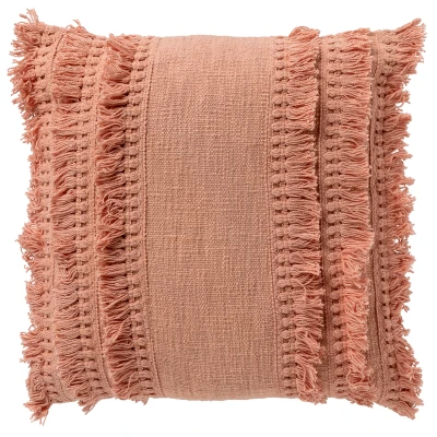 Afbeelding van Dutch Decor FARA Sierkussen 45x45 cm 100% katoen met franjes Muted Clay roze