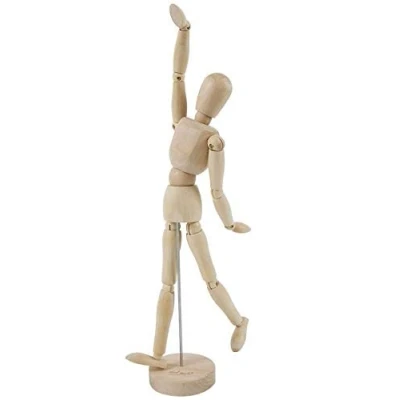 Afbeelding van KAIAIWLUO Schakelpop, 20 cm, houten mannequin, modelpop met menselijk lichaam, om te tekenen, standaard, kunstmannequin, flexibele mannequin voor desktopdecoratie, kunstwerken, [Natural&quot;], 8 Zoll
