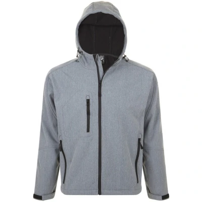 Afbeelding van SOLS Heren Replay Hooded Soft Shell Jacket (ademend, Winddicht En Waterbestendig) (Grijze Mergel) Maat 2XL