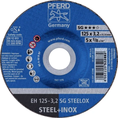 Afbeelding van PFERD EH 125 3,2 SG STEELOX 61333432 Doorslijpschijf gebogen mm 25 stuk(s) RVS, Staal
