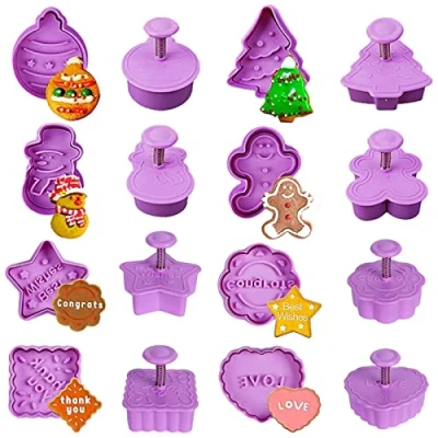 Afbeelding van koekjessnijders Kerstmis 8 stuks peperkoek uitsteekvormen kinderen koekjes stempel kerstkoekjessnijders set voor koekjes, chocolade