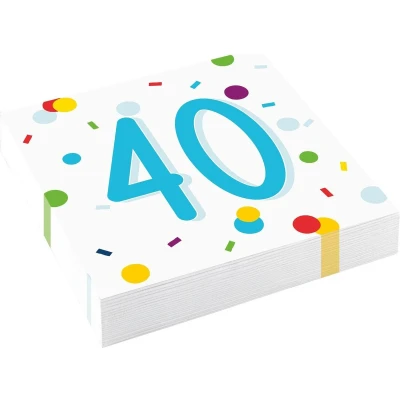 Afbeelding van Amscan Servetten 40 Jaar Confetti 33 X Cm 20 Stuks