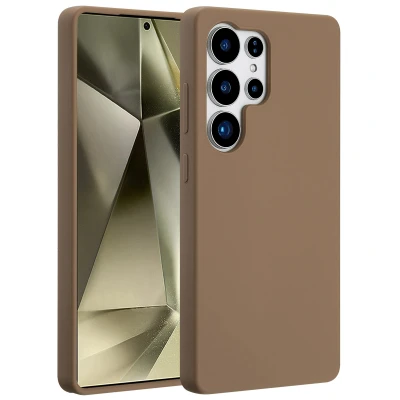 Afbeelding van Samsung Galaxy S25 Ultra MagSafe Hoesje Siliconen en TPU (zacht) Accezz Softcase/Backcover Lichtbruin Telefoonhoesje