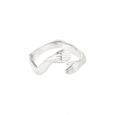 Afbeelding van Omarmende ring, 925 Sterling zilver, open hug verstelbare omarmingsring, cadeau idee, verzilverde basis
