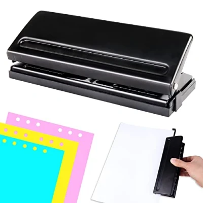 Afbeelding van 6 voudige perforator, A5, A6, A7, ringgaten met positioneringsmarkering, bindmiddel, puncher, verstelbare afstanden, metalen voor dagplanner, personeel, agenda, navulpagina&#039;s