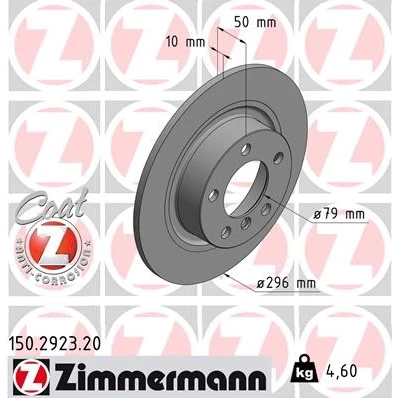 Afbeelding van ZIMMERMANN Remschijf MINI: Countryman, Paceman COAT Z 296mm 10mm 6/5 5 gat 120mm volledig Gecoat High carbon 150.2923.20 34219808513,34219811540