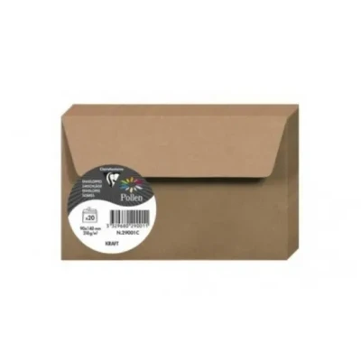 Afbeelding van Clairefontaine 29001C verpakking met 20 enveloppen pollen, zelfklevend 9 x 14 cm, 120 g, lichtbruin