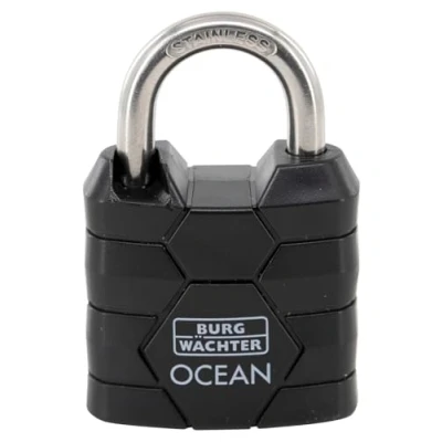 Afbeelding van BURG WÄCHTER Ocean 490 Ni 30 SB, hangslot met 2 sleutels, 4,8 mm beugeldikte, zeewaterdicht, massief messing behuizing, dubbel vergrendeld, zwart