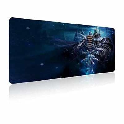 Afbeelding van muismat XXL Lich King, extra grote gaming laptop bureauonderlegger mat, antislip rubberen basis, gestikte randen, gladde stof, computertoetsenbord en muizen combo pads 31,5 x 15,7 cm